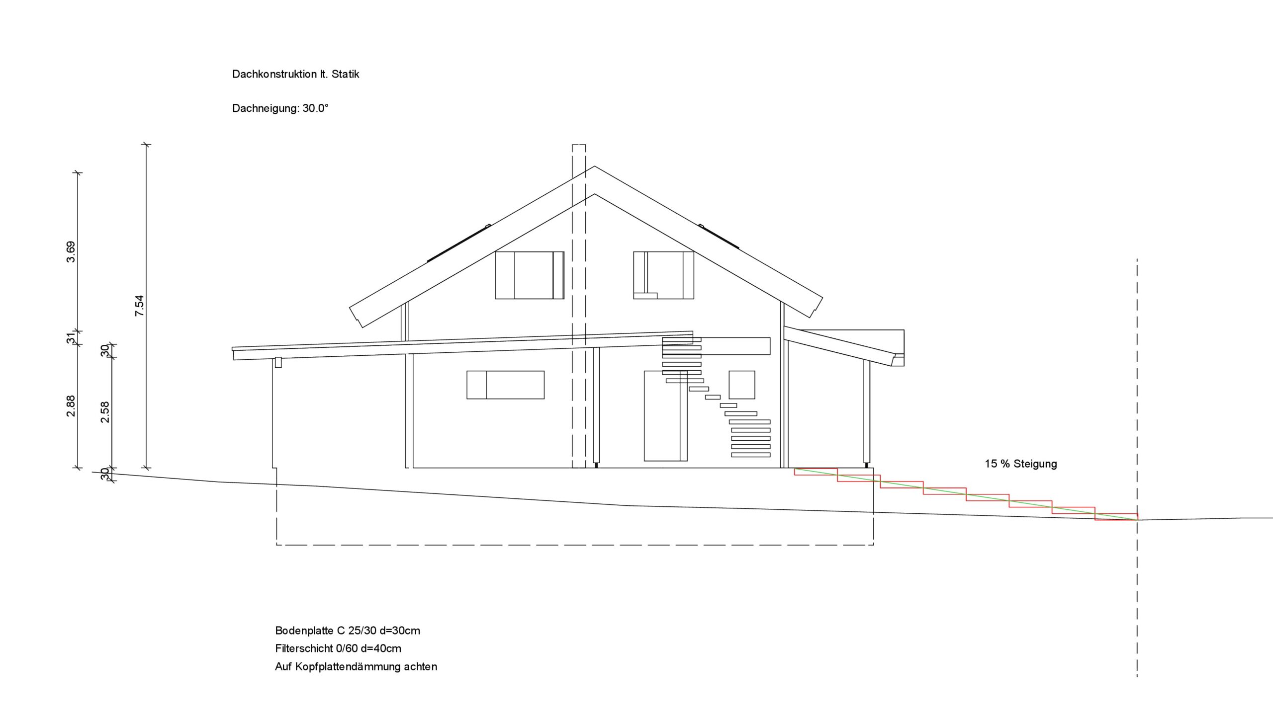 Blockhaus Ellrich 9 Schnitt A-A des Blockhauses Ellrich